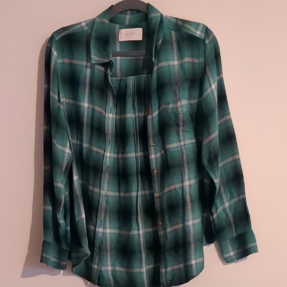 Green Plaid Button-Up Shirt